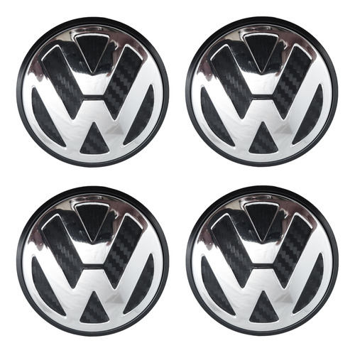 4 Centros Rin Vw 65mm Tiguan Bora Jetta Golf Mk6 Negro 15-19