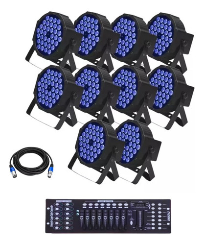 10 Canhao Led Slim Rgb 36 Led Cree 3w Triled + Mesa C/cabos