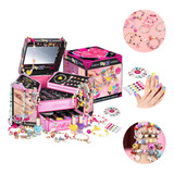 Kit Conjunto Jóias Infantis Presente, Miçangas Nail Art Luxo