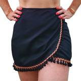  Marujá Beach Saia Pareô Em Viscose Com Pompom Cor Preto 42 Ao 46