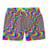 Bermuda Shorts Praia Tye Dye Psicodélico Rave Beach Style