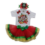 Conjunto De Natal Para Bebê Menina Minnie,disney Festa Luxo