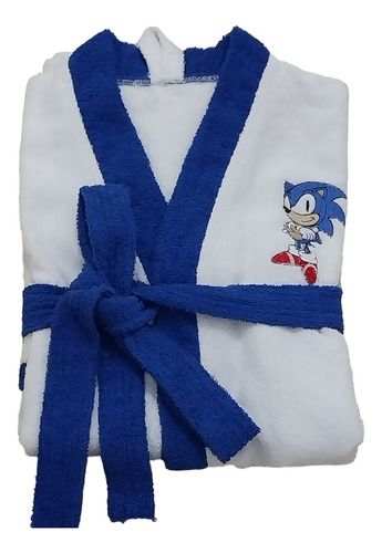 Roupão De Banho  Felpudo Bordado Sonic Personalizado