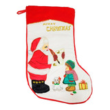 Bota De Natal Papai Noel Enfeite Natalino 41 Cm Bordada