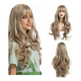 Peluca Sintética Larga Rizada Cabello Cosplay Natural Rubia