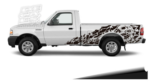 Calco Ford Ranger Cabina Simple Calavera Juego Con Portón