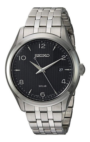 Reloj Seiko Hombre Solar Sne489p1 /relojería Violeta Color De La Correa Plateado Color Del Bisel Plateado