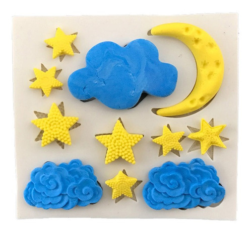 Forma Molde Silicone Céu Lua Estrela Nuvem Para Bolos