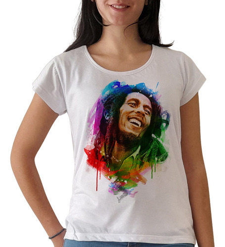 Remera Bob Marley Reggae Rock 3 Mujer Purple Chick