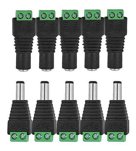 Pack 5 Par Conector Dc Macho Hembra 