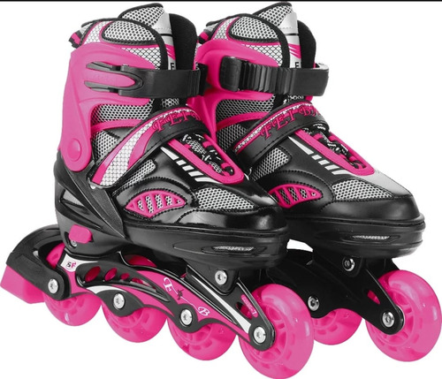 Patins Inline Semi Pró Abec7 Rodas Led+material Diferenciado