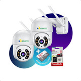 Kit 2 Câmeras Segurança Ip Wifi + 2 Cartões Memória Sd 128gb