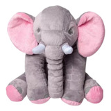 Almofada Elefante Travesseiro Pelúcia Bebê Dormir Cinza 60cm