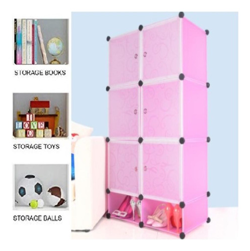 Armário Organizador Guarda-roupa Modular Desmontável Rosa