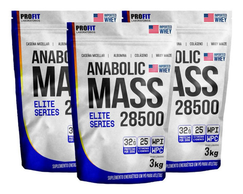 3x Hipercalórico Massa Anabolic Mass 28500 3kg Envio 24h