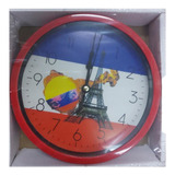 Reloj Redondo De Pared Bandera Francesa Francia Y Colombia