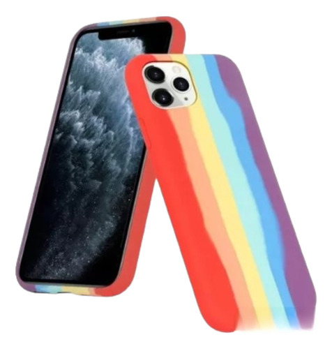 Funda Silicone Case Rainbow Para iPhone 11 Pro Con Logo 