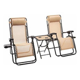 Basics Silla Zero Gravity Con Mesa Auxiliar, Juego De 2,