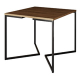 Mesa Jantar Industrial Base V Preto 90x90 Quadrado Amêndoa