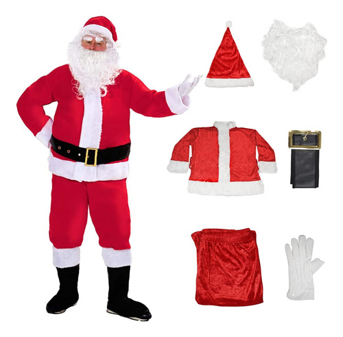 Reneecho Hombres Navidad Papá Noel Disfraces Traje Adultos 6