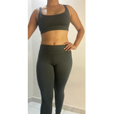 Conjunto Ftness Calça Leguing Com Top  Poliamida Com Bojo