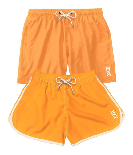 Kit Casal Short Bermuda Laranja Neon 