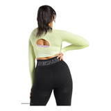 Flex Sports Long Sleeve Crop Top- Light Green Marl