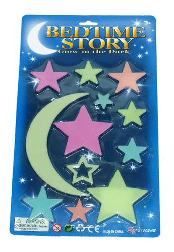 Pegatina De Pared Fluorescente Estrellas Luna 3d Stickers 