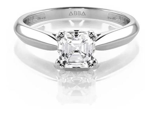 Anillo Solitario Asscher Oro 10k Tallas Grandes Abba Joyas
