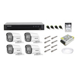 Kit Cftv Hikvision Dvr M1/s 4 Câmera Colorvu Full Hd 1080p