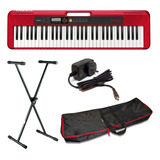 Teclado Casio Ct-s200 + Funda + Soporte + Fuente (rojo)