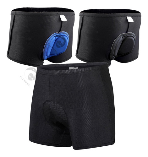 2pcs Shorts De Ciclismo Pantalones Con Cojín Esponja Negro