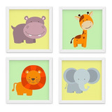 Quadro Infantil Quarto Bebê Menino Safari Elefante - 1190b