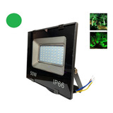 Refletor Led Holofote Slim Smd 50w Verde Prova D'água Ip66 Cor Da Carcaça Preto Bivolt