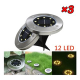 12led Solar Groud Luz Aire Libre Sendero Camino Jardín 3pc