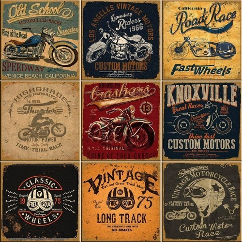 Azulejos Decorativos Motorcycle Kit 9 Peças 15x15.