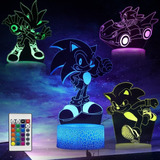 3d Anime Sonic 16 Cambio De Color Night Light Na Regalos