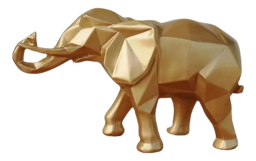 Elefante Decoração Dourada Da Sorte Escultura Em Resina 26cm