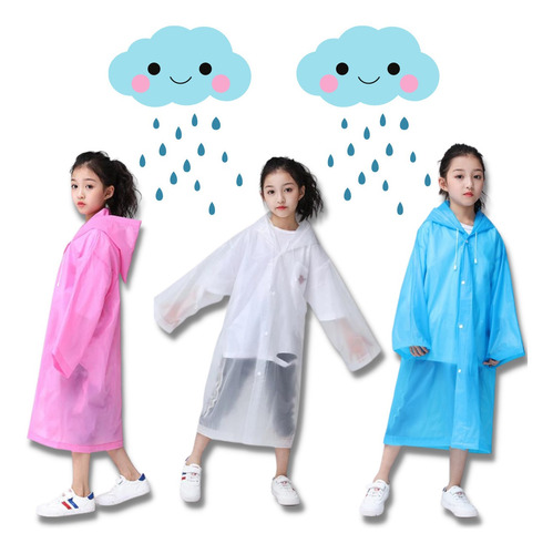 Capa De Chuva Infantil Com Capuz Impermeável Resistente Top