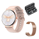 Smartwatch Reloj Rosa Mujer Dt4 New Doble Malla Auriculares
