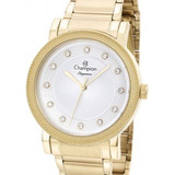Relógio Feminino Champion Dourado Original Cor Do Fundo Branco
