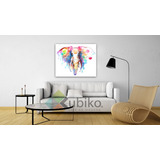 Elefante Tipo Acuarela Colores Cuadro Decorativo Canvas