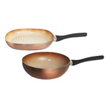 Set Bifera Wok Hudson Antiadherente Ceramica Cocina Bz3