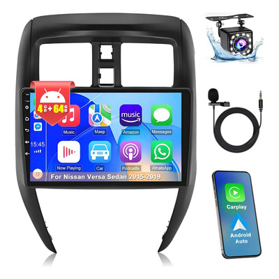 Estéreo 4+64g Carplay Wifi Para Nissan Versa Sedan 2015-2019 Color Negra | Meses sin interés