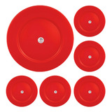 Conjunto C/ 6 Sousplat Redondo De Plástico - 32cm Mix Home Cor Vermelho