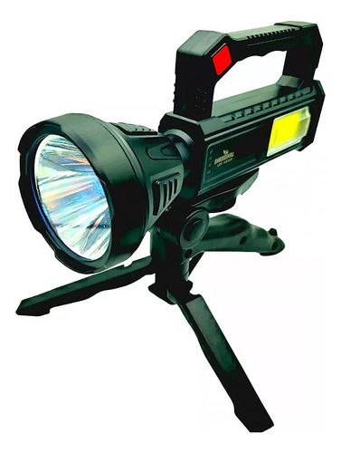 Farol Lanterna Holofote Led Recarregável Usb Solar + Suporte
