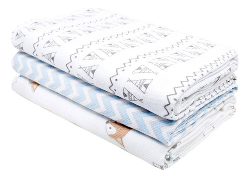 Cueiro Fralda De Pano Swaddle Flanelado Bebe 3 Peças