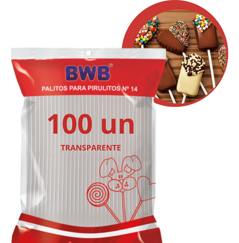 100 Palitos Para Pirulito Topper De Bolo Cristal 14 Cm Bwb