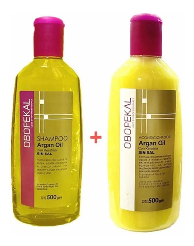 Shampoo + Acondicionador Argan Con Keratina Obopekal 500gr