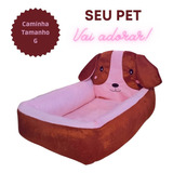 Caminha Pet Cachorro E Gato Com Cabeceira G Cor Marrom Com Rosa